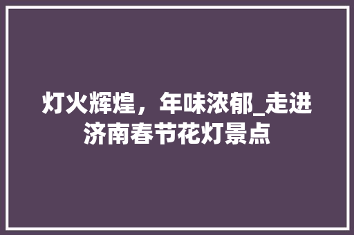 灯火辉煌，年味浓郁_走进济南春节花灯景点