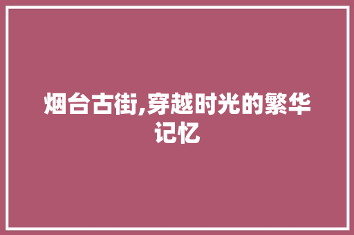 烟台古街,穿越时光的繁华记忆