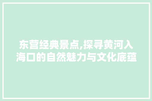 东营经典景点,探寻黄河入海口的自然魅力与文化底蕴