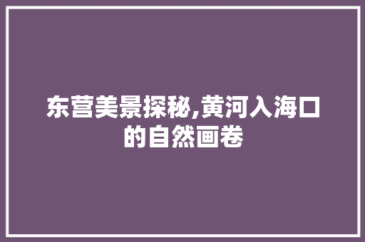 东营美景探秘,黄河入海口的自然画卷