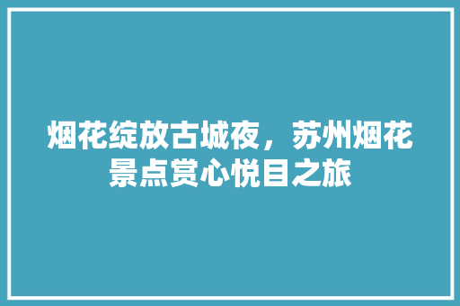 烟花绽放古城夜，苏州烟花景点赏心悦目之旅