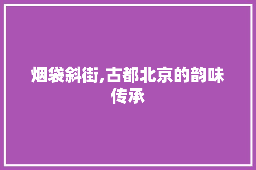 烟袋斜街,古都北京的韵味传承