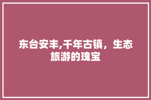 东台安丰,千年古镇，生态旅游的瑰宝