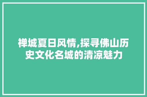 禅城夏日风情,探寻佛山历史文化名城的清凉魅力