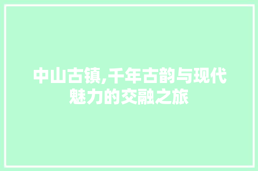 中山古镇,千年古韵与现代魅力的交融之旅