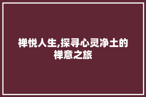 禅悦人生,探寻心灵净土的禅意之旅