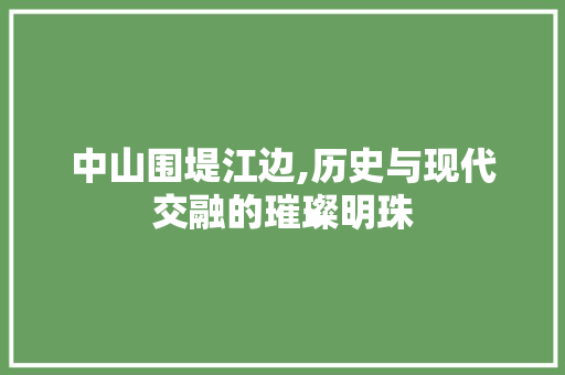 中山围堤江边,历史与现代交融的璀璨明珠