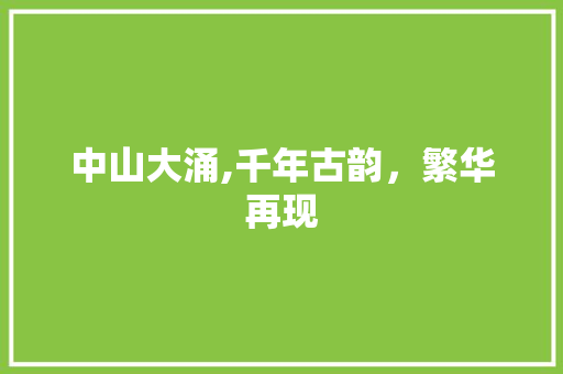 中山大涌,千年古韵，繁华再现