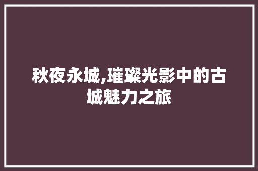 秋夜永城,璀璨光影中的古城魅力之旅