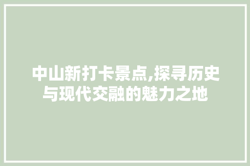 中山新打卡景点,探寻历史与现代交融的魅力之地  第1张