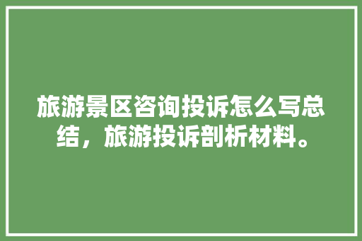 旅游景区咨询投诉怎么写总结，旅游投诉剖析材料。