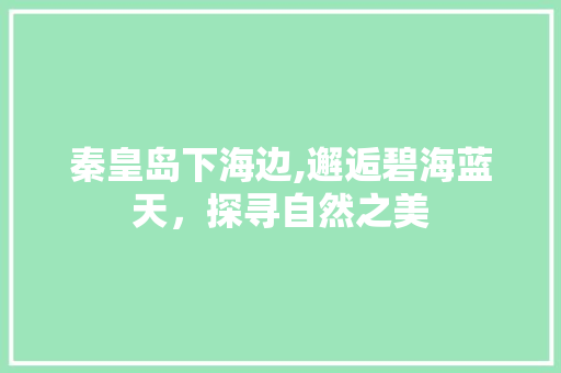 秦皇岛下海边,邂逅碧海蓝天，探寻自然之美