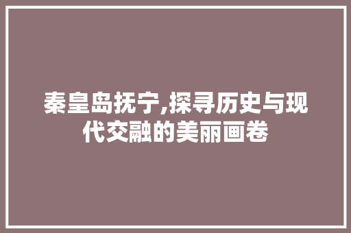 秦皇岛抚宁,探寻历史与现代交融的美丽画卷