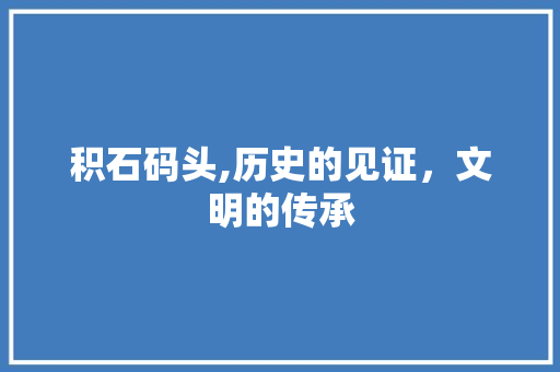 积石码头,历史的见证，文明的传承