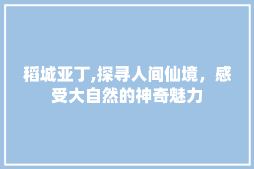 稻城亚丁,探寻人间仙境，感受大自然的神奇魅力