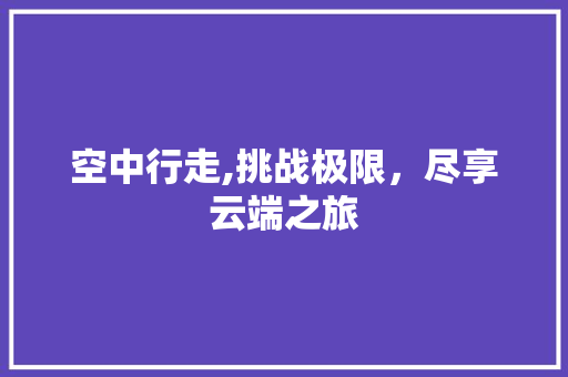 空中行走,挑战极限，尽享云端之旅