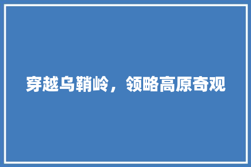 穿越乌鞘岭，领略高原奇观