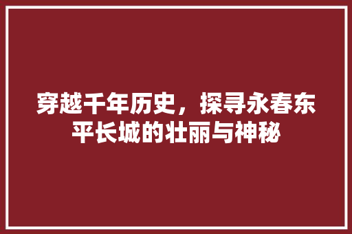 穿越千年历史，探寻永春东平长城的壮丽与神秘