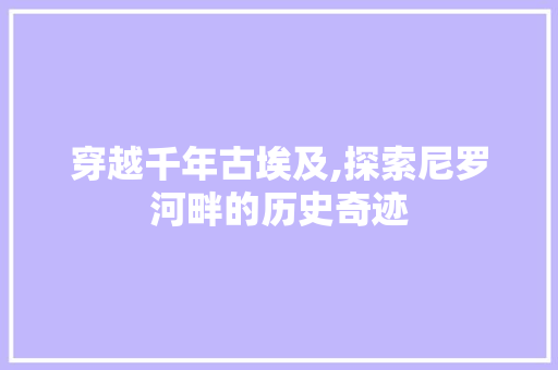 穿越千年古埃及,探索尼罗河畔的历史奇迹