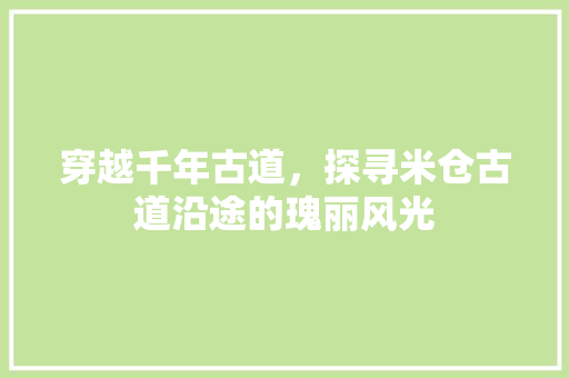 穿越千年古道，探寻米仓古道沿途的瑰丽风光