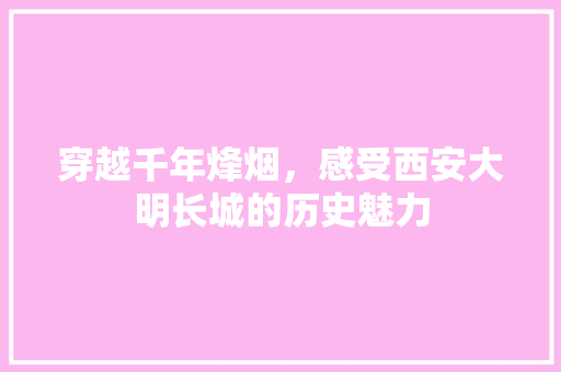 穿越千年烽烟，感受西安大明长城的历史魅力