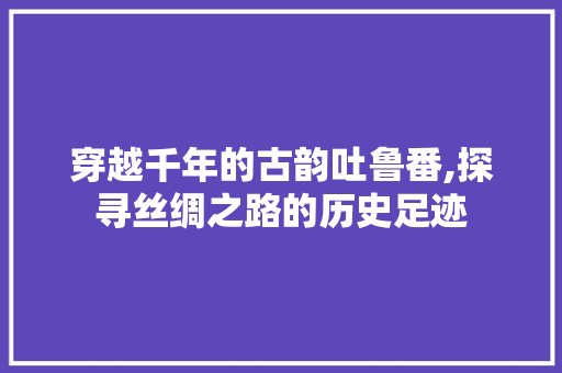 穿越千年的古韵吐鲁番,探寻丝绸之路的历史足迹