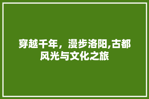 穿越千年，漫步洛阳,古都风光与文化之旅