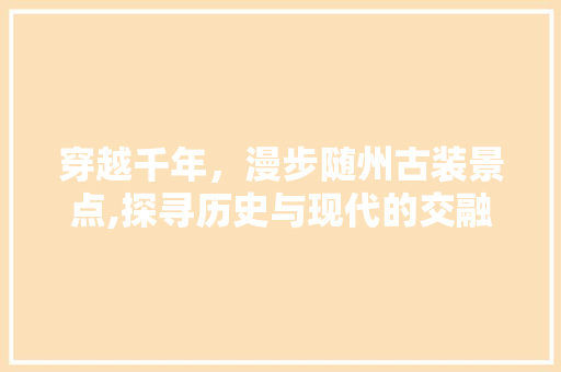 穿越千年，漫步随州古装景点,探寻历史与现代的交融之美  第1张