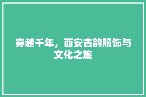 穿越千年，西安古韵服饰与文化之旅