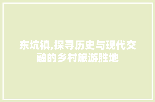 东坑镇,探寻历史与现代交融的乡村旅游胜地