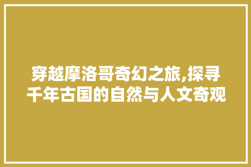 穿越摩洛哥奇幻之旅,探寻千年古国的自然与人文奇观  第1张