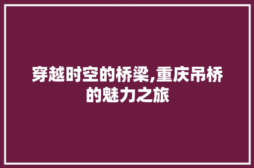 穿越时空的桥梁,重庆吊桥的魅力之旅