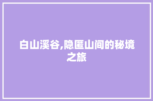 白山溪谷,隐匿山间的秘境之旅