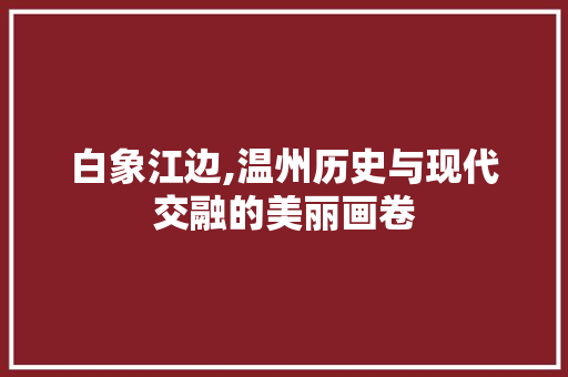 白象江边,温州历史与现代交融的美丽画卷