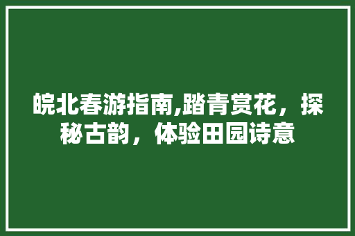 皖北春游指南,踏青赏花，探秘古韵，体验田园诗意