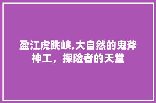 盈江虎跳峡,大自然的鬼斧神工，探险者的天堂