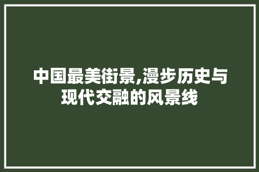 中国最美街景,漫步历史与现代交融的风景线  第1张