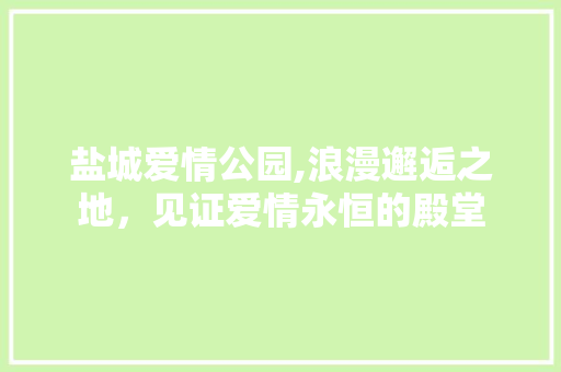 盐城爱情公园,浪漫邂逅之地，见证爱情永恒的殿堂