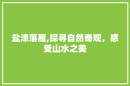 盐津落雁,探寻自然奇观，感受山水之美