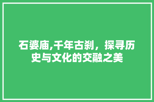 石婆庙,千年古刹，探寻历史与文化的交融之美