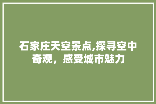 石家庄天空景点,探寻空中奇观，感受城市魅力