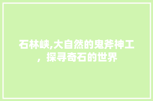 石林峡,大自然的鬼斧神工，探寻奇石的世界