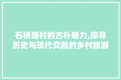 石桥塘村的古朴魅力,探寻历史与现代交融的乡村旅游胜地