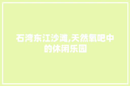 石湾东江沙滩,天然氧吧中的休闲乐园