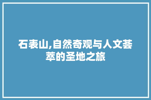 石表山,自然奇观与人文荟萃的圣地之旅