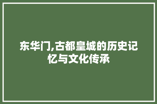 东华门,古都皇城的历史记忆与文化传承