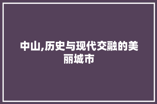 中山,历史与现代交融的美丽城市