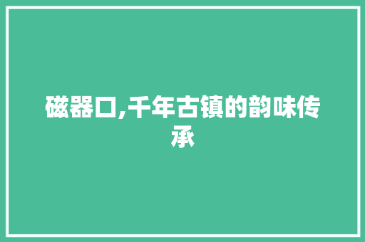 磁器口,千年古镇的韵味传承