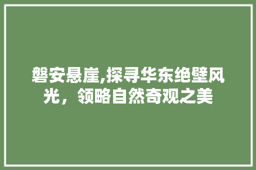 磐安悬崖,探寻华东绝壁风光，领略自然奇观之美