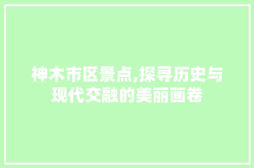 神木市区景点,探寻历史与现代交融的美丽画卷